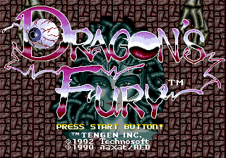 Dragon's Fury title screen for Sega Genesis